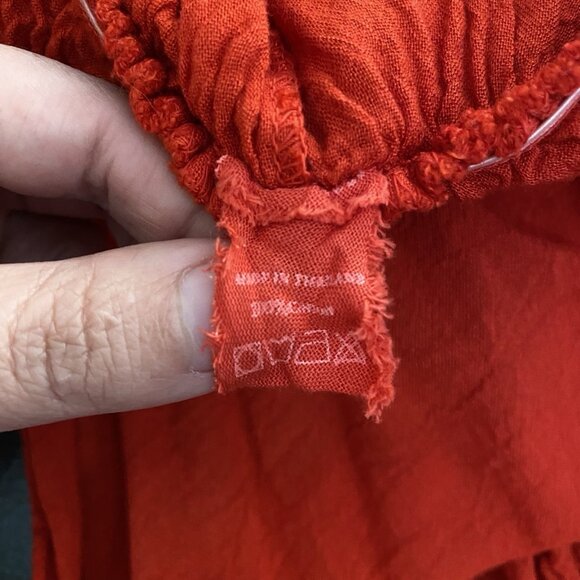 Red Wide Leg Palazzo Jumpsuit M Cotton V Neck Lightweight Summer Travel Resort - Picture 10 of 15